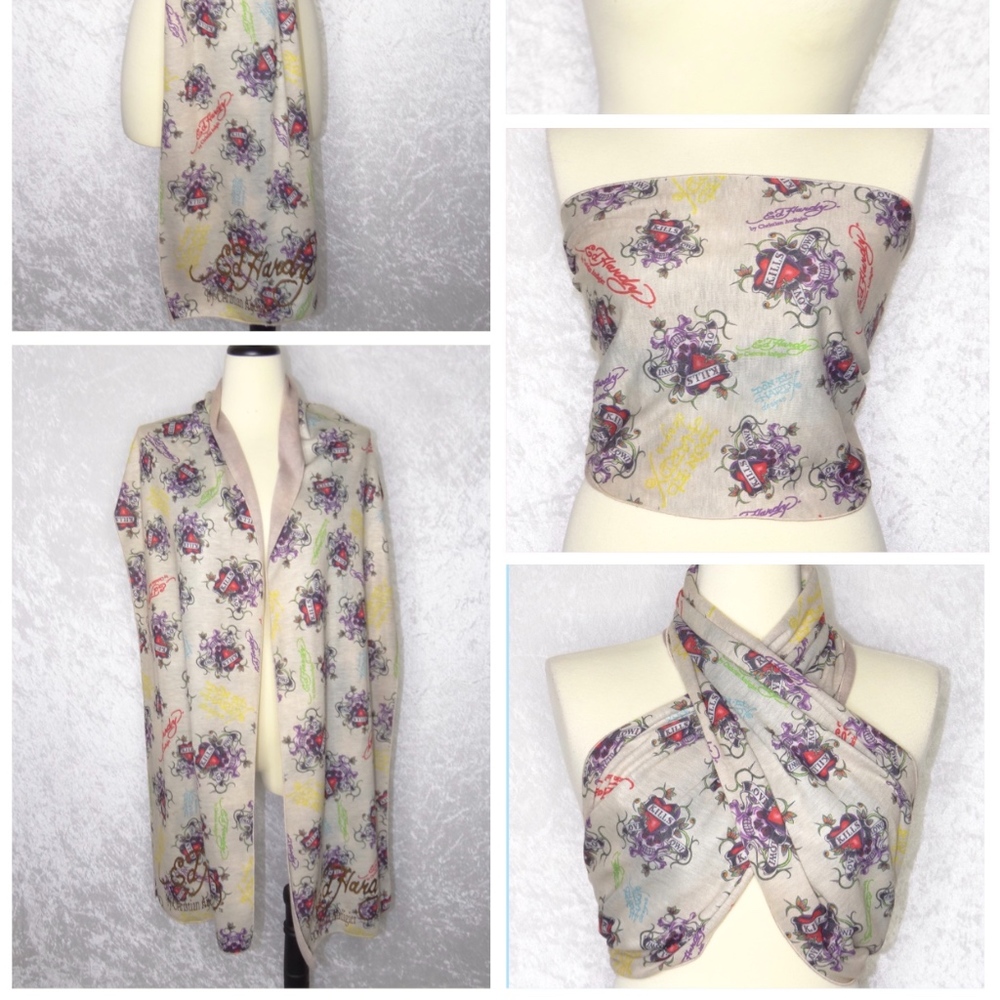 Ed Hardy Christian Audigier Love Kills Scarf Wrap